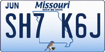 MO license plate SH7K6J