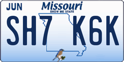 MO license plate SH7K6K