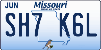 MO license plate SH7K6L
