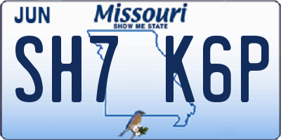MO license plate SH7K6P