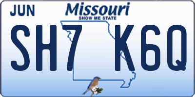 MO license plate SH7K6Q