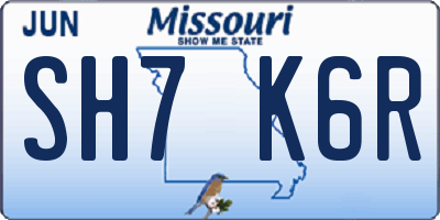 MO license plate SH7K6R