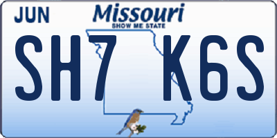 MO license plate SH7K6S