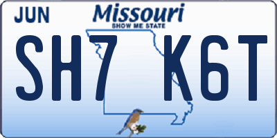 MO license plate SH7K6T