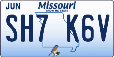 MO license plate SH7K6V