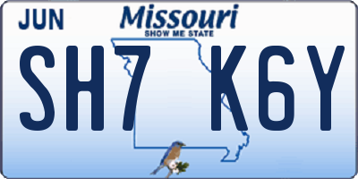 MO license plate SH7K6Y