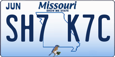 MO license plate SH7K7C