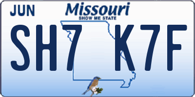 MO license plate SH7K7F
