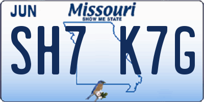 MO license plate SH7K7G