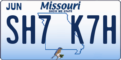MO license plate SH7K7H
