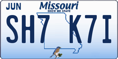 MO license plate SH7K7I