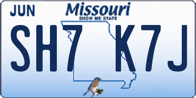 MO license plate SH7K7J