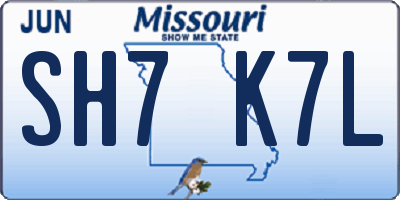 MO license plate SH7K7L