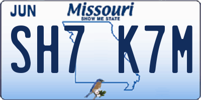 MO license plate SH7K7M