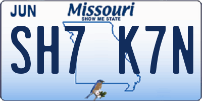 MO license plate SH7K7N