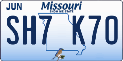 MO license plate SH7K7O