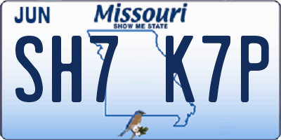 MO license plate SH7K7P
