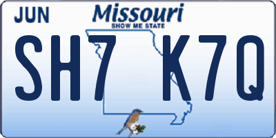 MO license plate SH7K7Q