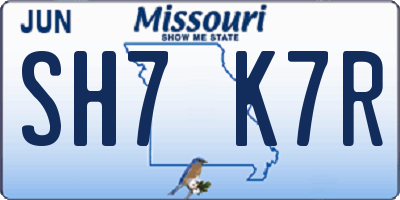 MO license plate SH7K7R