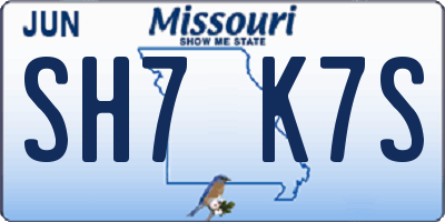 MO license plate SH7K7S