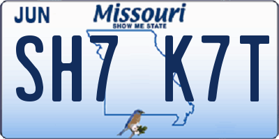 MO license plate SH7K7T
