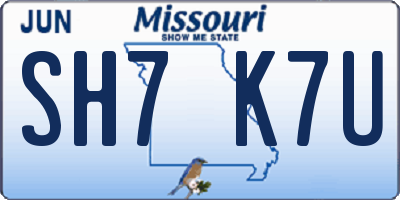 MO license plate SH7K7U