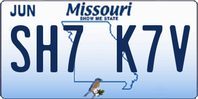 MO license plate SH7K7V