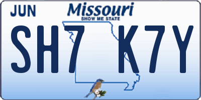 MO license plate SH7K7Y
