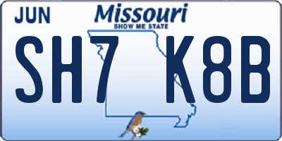 MO license plate SH7K8B
