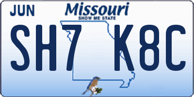 MO license plate SH7K8C