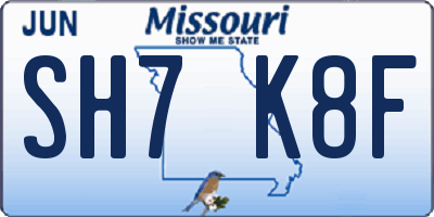 MO license plate SH7K8F