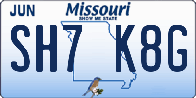 MO license plate SH7K8G