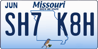 MO license plate SH7K8H