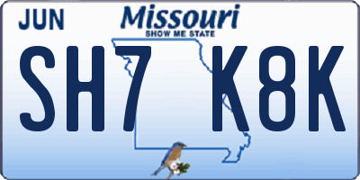 MO license plate SH7K8K