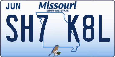 MO license plate SH7K8L