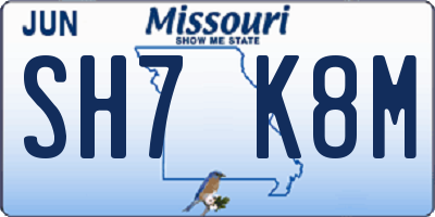 MO license plate SH7K8M
