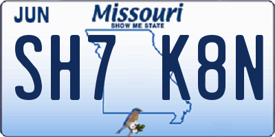 MO license plate SH7K8N