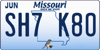 MO license plate SH7K8O