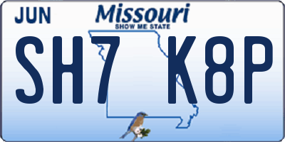 MO license plate SH7K8P