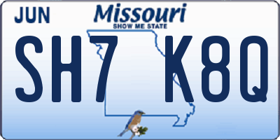 MO license plate SH7K8Q