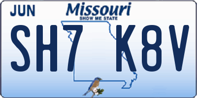 MO license plate SH7K8V