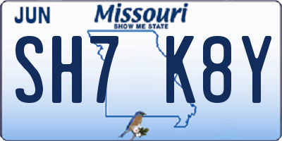 MO license plate SH7K8Y