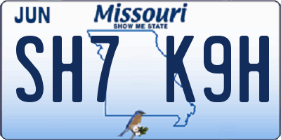 MO license plate SH7K9H
