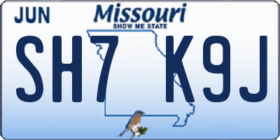 MO license plate SH7K9J