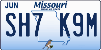 MO license plate SH7K9M