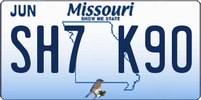MO license plate SH7K9O