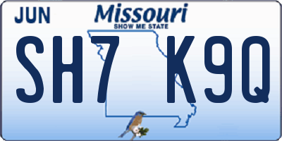 MO license plate SH7K9Q
