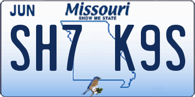 MO license plate SH7K9S