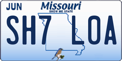 MO license plate SH7L0A