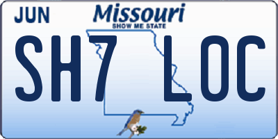 MO license plate SH7L0C